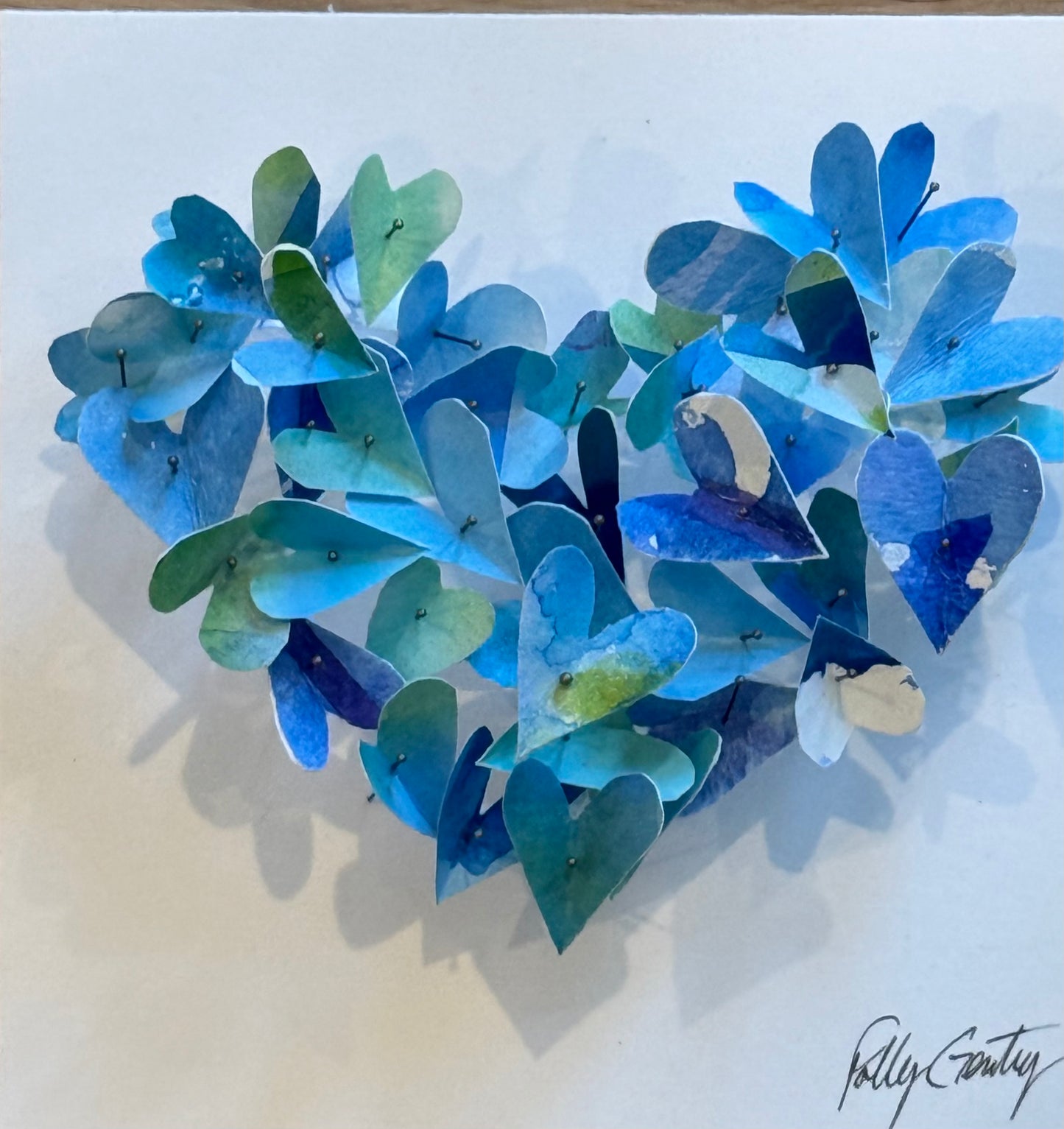 Cheerful blues - Pinned Heart Shadow Box