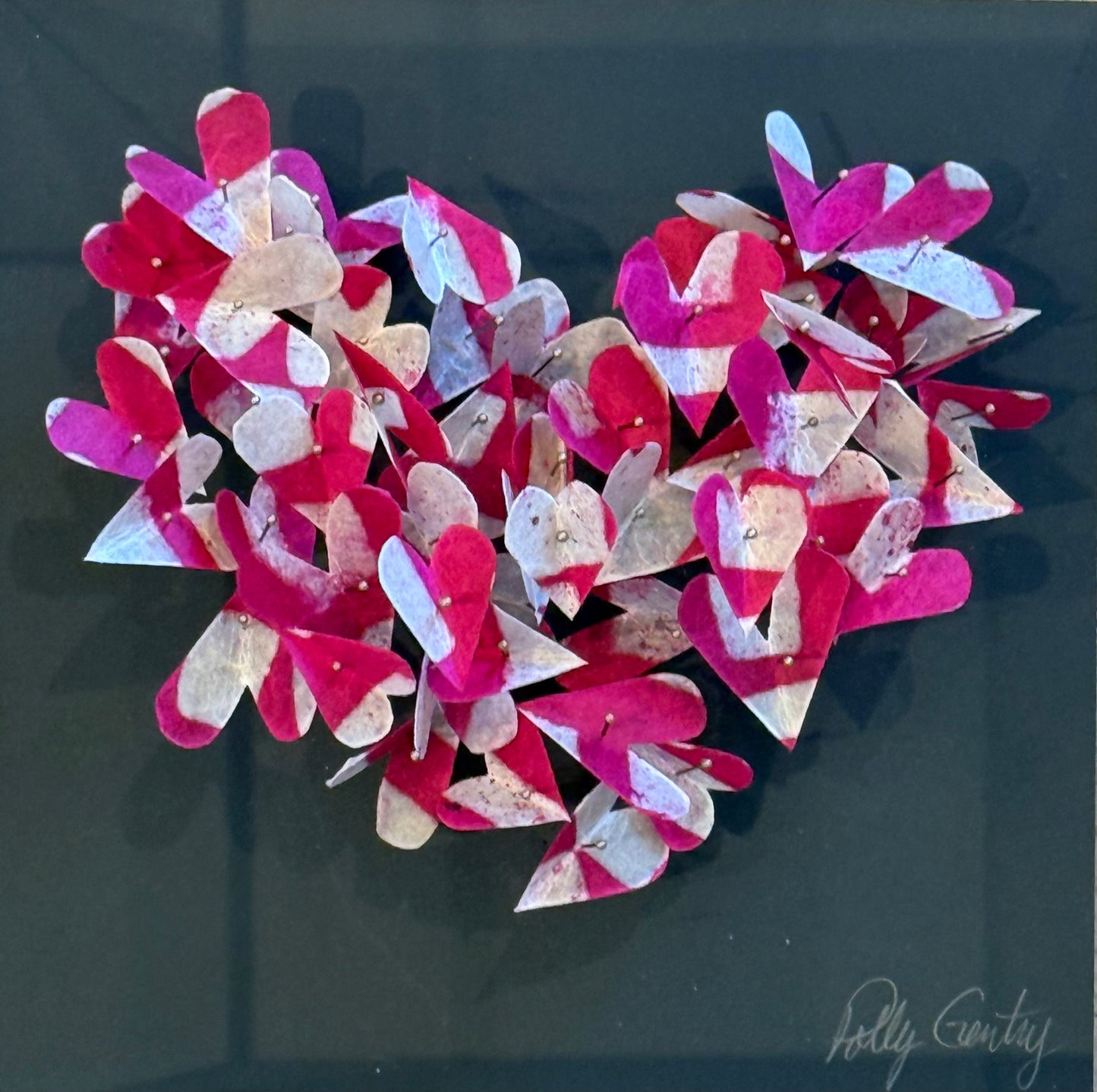 Bold Romance on black - Pinned Heart Shadow Box
