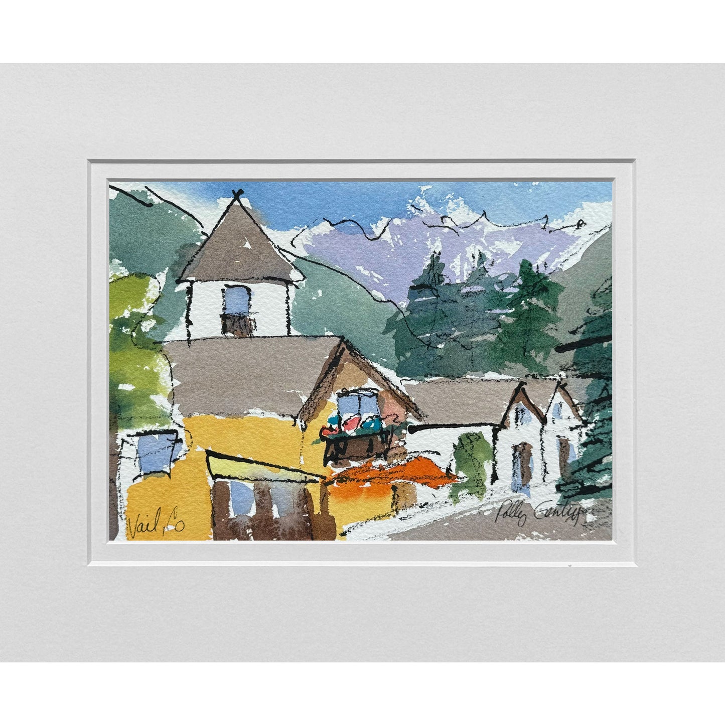 Charming Vail, CO Watercolor Painting