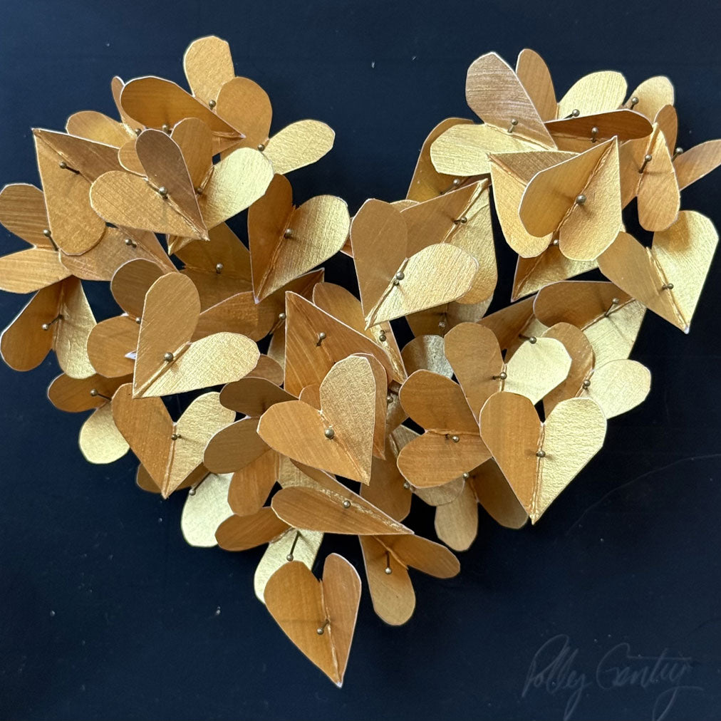 Golden Elegance - Pinned Heart Shadow Box