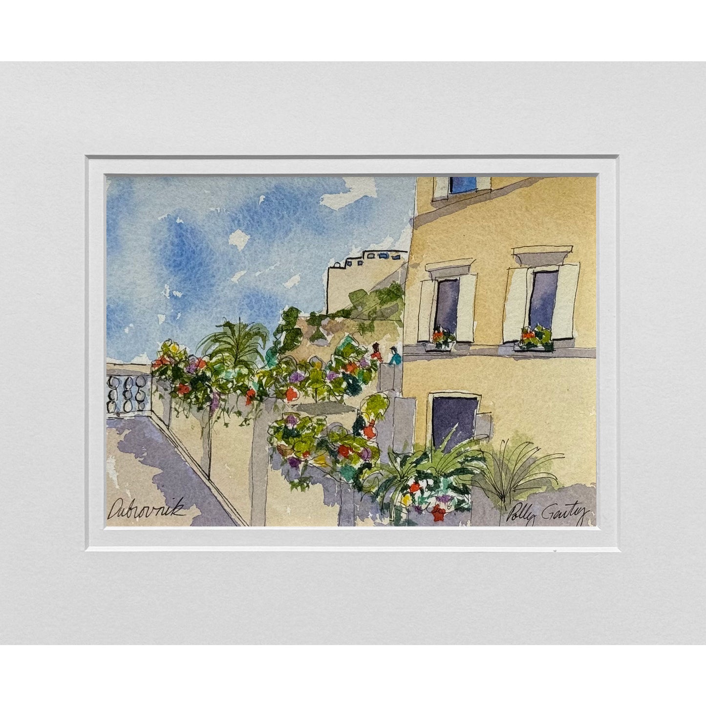 Terrace View, Dubrovnik, Croatia Watercolor Painting