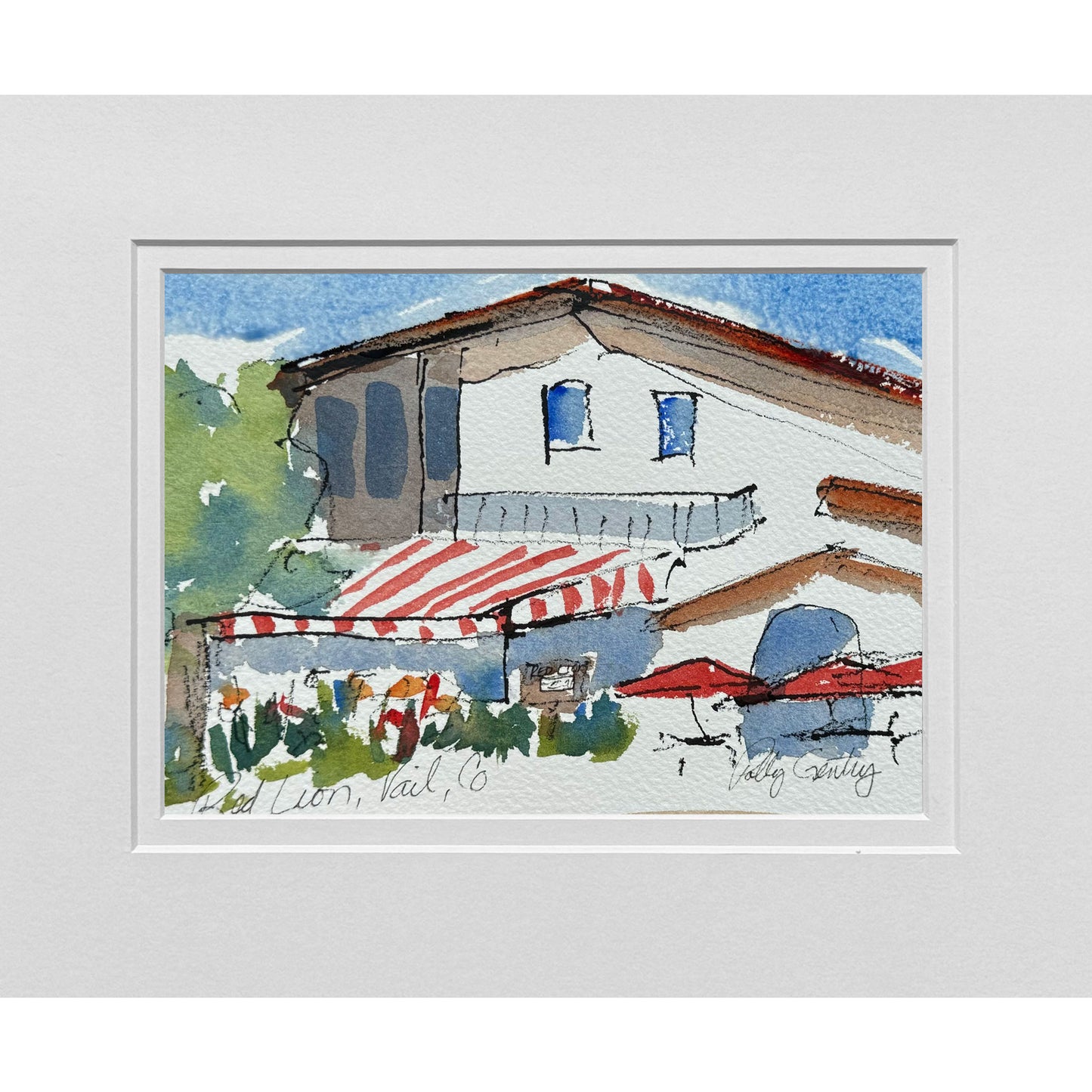 Summer Celebrations at the Red Lion, Vail, CO Watercolor Painting