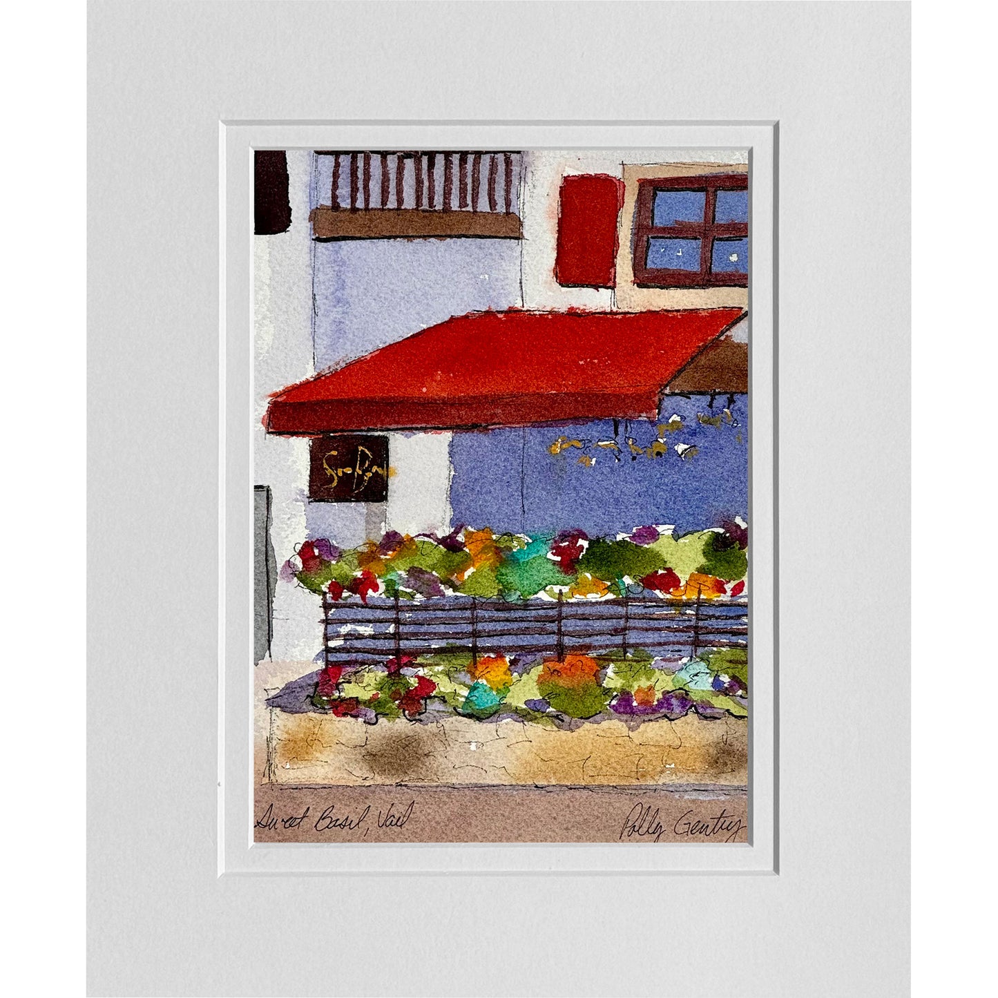 Colorful Market Front at Sweet Basin, Vail, CO Watercolor Painting