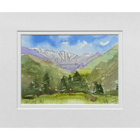 Serene Sunrise at Vail Golf Club Watercolor Painting